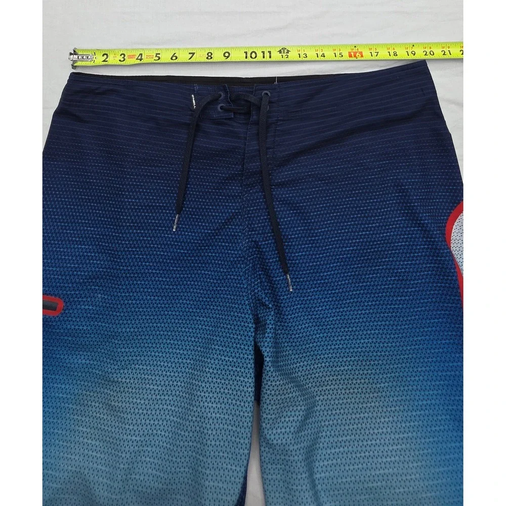 O'Neill Hyperfreak Mens Blue Ombre Geometric Board Shorts Swim Trunks Size 38